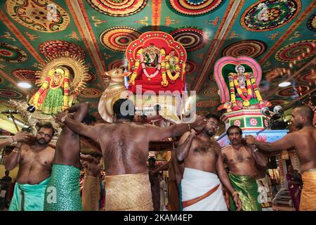 Interior of The Shiv mandir. The Shiv mandir in the temple campus was ...