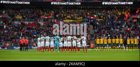 WeStandTogether was the message of defiance at Wembley Stadium ahead of England's World Cup 2018 qualifier during FIFA World Cup Qualfying - European - Group F match between England against Lithuania at Wembley Stadium London 26 March 2017 (Photo by Kieran Galvin/NurPhoto) *** Please Use Credit from Credit Field *** Stock Photo