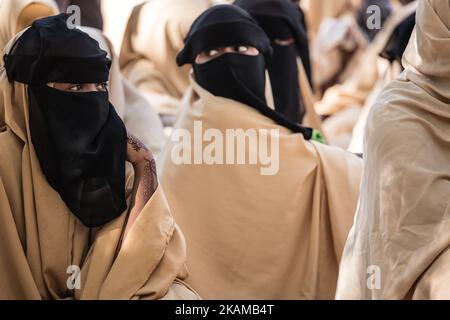 March 2017. Primary school Dhamma Yasin Arsan. Schoolgirls at courtyard. Somalia has one of the world’s lowest enrollment rates for primary school-aged children. Only thirty percent of children are going to school and only forty percent of the students are girls. Additionally, unemployment in Somalia is among the highest in the world. (Photo by Maciej Moskwa/NurPhoto) *** Please Use Credit from Credit Field *** Stock Photo