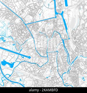 Ghent, East Flanders, Belgium high resolution vector map with editable paths. Bright outlines for main roads. Use it for any printed and digital backg Stock Vector