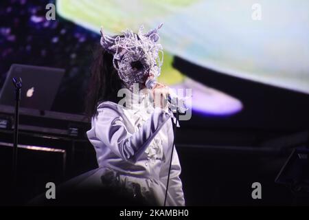 Iceland singer Björk performs on stage as part of Ceremonia Music Festival at Pegasus Dynamic Center on April 02, 2017 in Toluca, Mexico (Photo by Carlos Tischler/NurPhoto) *** Please Use Credit from Credit Field *** Stock Photo