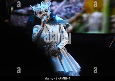 Iceland singer Björk performs on stage as part of Ceremonia Music Festival at Pegasus Dynamic Center on April 02, 2017 in Toluca, Mexico (Photo by Carlos Tischler/NurPhoto) *** Please Use Credit from Credit Field *** Stock Photo