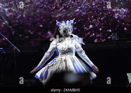 Iceland singer Björk performs on stage as part of Ceremonia Music Festival at Pegasus Dynamic Center on April 02, 2017 in Toluca, Mexico (Photo by Carlos Tischler/NurPhoto) *** Please Use Credit from Credit Field *** Stock Photo