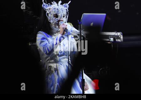 Iceland singer Björk performs on stage as part of Ceremonia Music Festival at Pegasus Dynamic Center on April 02, 2017 in Toluca, Mexico (Photo by Carlos Tischler/NurPhoto) *** Please Use Credit from Credit Field *** Stock Photo