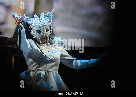 Iceland singer Björk performs on stage as part of Ceremonia Music Festival at Pegasus Dynamic Center on April 02, 2017 in Toluca, Mexico (Photo by Carlos Tischler/NurPhoto) *** Please Use Credit from Credit Field *** Stock Photo