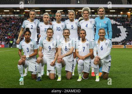 England Women's Team during International Friendly match between England Women and Austria Women at Stadium MK, Milton Keynes on 10 April 2017 (Photo by Kieran Galvin/NurPhoto) *** Please Use Credit from Credit Field ***  Stock Photo