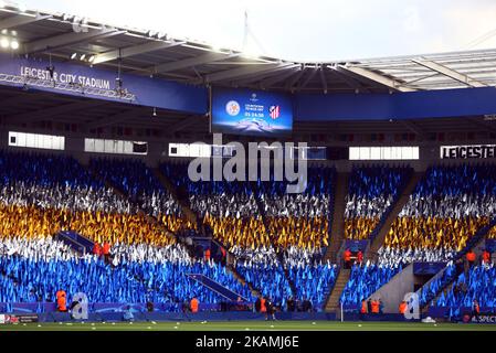 View of the stadium during UEFA Champions League - Quarter-Finals match between Leicester City and Atletico Madrid at King Power Stadium, Leicester, 18 April 2017 (Photo by Kieran Galvin/NurPhoto) *** Please Use Credit from Credit Field ***  Stock Photo