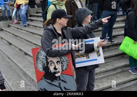 Thousands participate in the National March for Science in Philadelphia, PA, on Earth Day, April 22, 2017. Similar events are held around the nation protesting the conservative views of the Trump-Administration on science. (Photo by Bastiaan Slabbers/NurPhoto) *** Please Use Credit from Credit Field *** Stock Photo