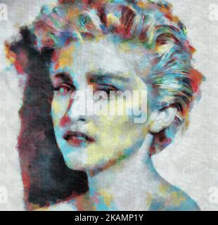 Illustrations  Portrait Madonna Louise Ciccone, Madonna; American singer-songwriter, pop singer, dancer, record producer, actress, director, Stock Photo