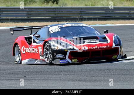 Ferrari 488 GT3 of Spirit of Race driven by Mikkel Mac and Miguel Ramos during free practice of International GT Open, at the Circuit de Estoril, Portugal, on April 28, 2017.(Photo by Bruno Barros / DPI / NurPhoto) *** Please Use Credit from Credit Field *** Stock Photo