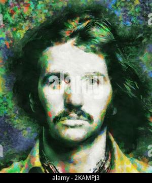 Illustrations  Portrait Ringo Starr, British musician, songwriter, actor. Stock Photo