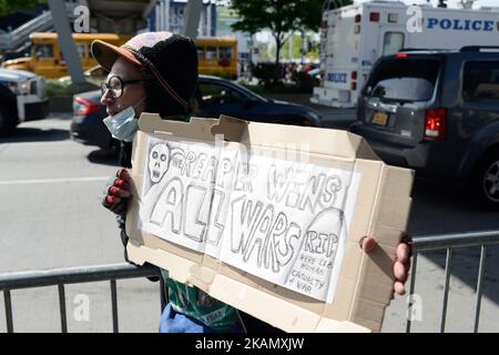 Thousands participate in several Anti-Trump rallies as US President Donald Trump returns to NYC, on May 4, 2017. President trump is scheduled to meet Australian PM Turnbull and will appear at an event at the USS Intrepid in the evening, where he is met with protests across the street from the aircraft carrier. (Photo by Bastiaan Slabbers/NurPhoto) *** Please Use Credit from Credit Field *** Stock Photo