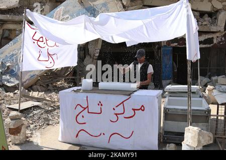 Daily life in the Douma Near Damascus area after the signing of the Cease-fire Memorandum at the Astana Conference ØŒ Syria May 6, 2017. (Photo by Samer Bouidani/NurPhoto) *** Please Use Credit from Credit Field *** Stock Photo