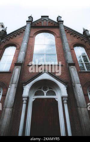 Window of a church with walls of bricks Stock Photo - Alamy