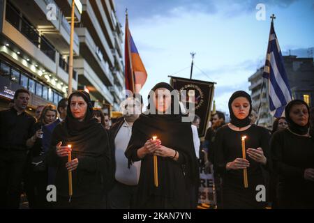 Since 1994 the 19th of May is selected as a a memorial day to the Greek - Pontian Genocide made by the Othomans - Turks. People gathered in the big cities worldwide to demonstrate for the international recognicion of the genocide and pay tribute to the thousands victims. After the memorial and a few speeches there was a demonstration towards the Turkish consulate. Greek-Canadian senator Housakos calls for Pontian Greek Genocide recognition. During the demonstration in Thessaloniki and Athens people from Armenia participated and suppertod the recognicion of the pontian genocide along with the a Stock Photo