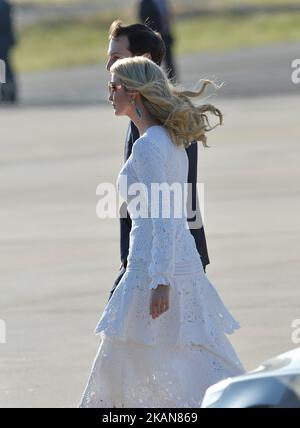 Ivanka Trump, daughter of US President Donald Trump, her husband Jared Kushner, senior adviser to Trump arrive at Rome's Fiumicino Airport on May 23, 2017. Donald Trump arrived in Rome for a high-profile meeting with Pope Francis in what was his first official trip to Europe since becoming US President. (Photo by Silvia Lore/NurPhoto) *** Please Use Credit from Credit Field *** Stock Photo
