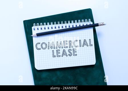 Text sign showing Commercial Lease. Business showcase study of both computer hardware and software design Stock Photo