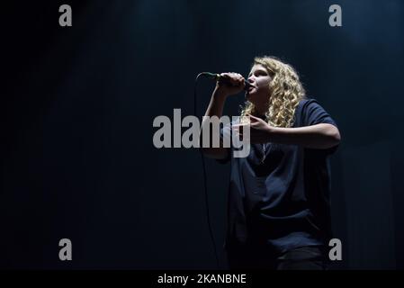 English poet, spoken-word artist and playwright Kate Tempest performs live on stage at O2 Academy Brixton, London on May 27, 2017. (Photo by Alberto Pezzali/NurPhoto) *** Please Use Credit from Credit Field *** Stock Photo