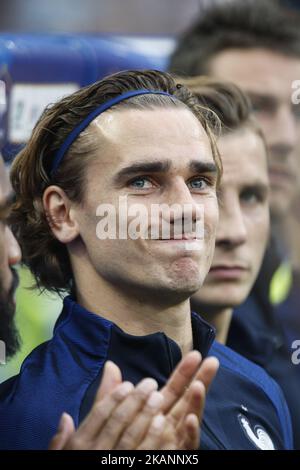 France's forward Antoine Griezmann looks on during the international friendly football match between France and England, on June 13, 2017 at the Stade de France, in Saint-Denis, north of Paris, France. (Photo by Geoffroy Van der Hasselt/NurPhoto) *** Please Use Credit from Credit Field *** Stock Photo