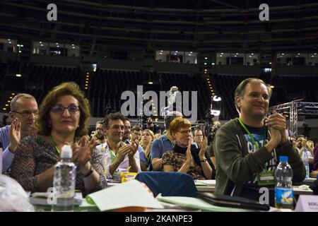 Delegates are pictured during the federal congress of the German Green Party (Buendnis 90 / Die Gruenen) at the Velodrom in Berlin, Germany on June 16, 2017. (Photo by Emmanuele Contini/NurPhoto) *** Please Use Credit from Credit Field *** Stock Photo