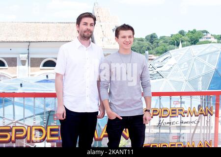 Director Jon Watts and the actor Tom Holland attend the 'Spider-Man : Homecoming' photocall at Zuma on June 20, 2017 in Rome, Italy. (Photo by Giuseppe Maffia/NurPhoto) *** Please Use Credit from Credit Field *** Stock Photo