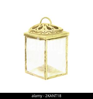 Hand-painted watercolor lantern. An isolated element of garden set of illustrations. Can be used for design cards, invitaions, etc. You can use in for Stock Photo