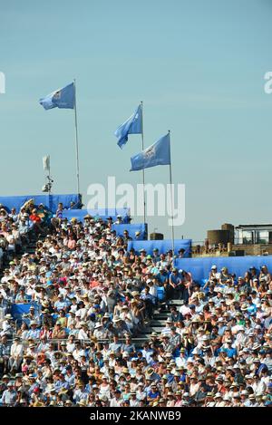 Flags wave on the top of the Centre Court at the AEGON Championships at Queen's Club, London, on June 20, 2017. (Photo by Alberto Pezzali/NurPhoto) *** Please Use Credit from Credit Field *** Stock Photo