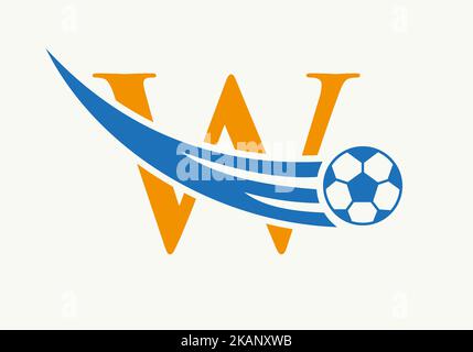Letter W Soccer Football Logo. Soccer Club Symbol Concept Of Football Team Icon Stock Vector