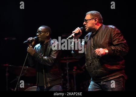 English rock band Black Grape perform on stage at O2 Academy Brixton, London on July 1, 2017. The lineup is made of past Happy Monday Member, Shaun Ryder and Paul 'Kermit' Leveridge. (Photo by Alberto Pezzali/NurPhoto) *** Please Use Credit from Credit Field *** Stock Photo