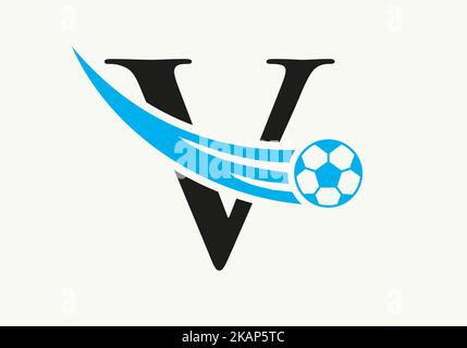 Letter V Soccer Football Logo. Soccer Club Symbol Concept Of Football Team Icon Stock Vector