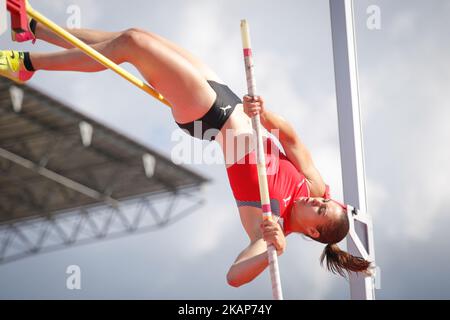 Angelica Moser from Switzerland competes in women's pole vault qualification round during the IAAF World U20 Championships at the Zawisza Stadium on July 19, 2016 in Bydgoszcz, Poland. (Photo by Jaap Arriens/NurPhoto) *** Please Use Credit from Credit Field *** Stock Photo