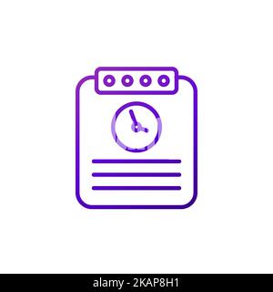timesheet line icon on white Stock Vector