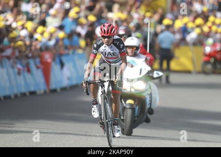 Spanish Alberto Contador of Trek-Segafredo in action during the seventeenth stage of the 104th edition of the Tour de France cycling race, 165km from La Mure to Serre-Chevalier, France, Wednesday 19 July 2017. (Photo by Elyxandro Cegarra/NurPhoto) *** Please Use Credit from Credit Field *** Stock Photo