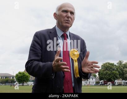 Vince Cable, during a 2017 general election campaign event in Twickenham in April The Liberal Democrats have announced Vince Cable as their new party leader on 20 July 2017. Previously Secretary of State for Business, innovation and Skills under the coalition government, Mr cable replaces the previous leader Tim Farron who resigned after the last general election. (Photo by Jay Shaw Baker/NurPhoto) *** Please Use Credit from Credit Field *** Stock Photo