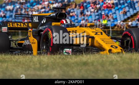 Nico Hulkenberg of Germany and Renault F1 Team driver goes during the free practice session at Pirelli Hungarian Formula 1 Grand Prix on Jul 28, 2017 in Mogyoród, Hungary. (Photo by Robert Szaniszló/NurPhoto) *** Please Use Credit from Credit Field *** Stock Photo