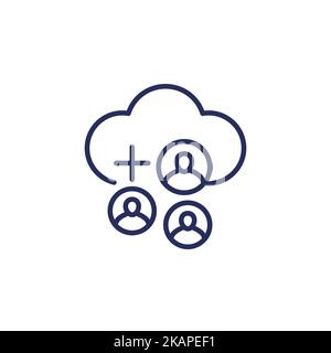 collect user data in cloud line icon Stock Vector
