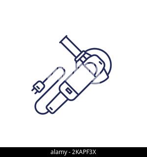 angle grinder line icon on white Stock Vector