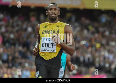 Usain BOLT, Jamaica, during 100 meter first round at London Stadium in London on August 4, 2017 at the 2017 IAAF World Championships athletics. (Photo by Ulrik Pedersen/NurPhoto) *** Please Use Credit from Credit Field *** Stock Photo