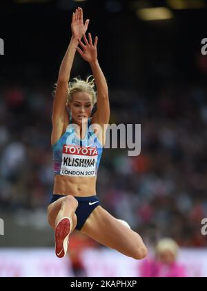 Darya Klishinajumps in the long jump final at the 2017 IAAF World Championships athletics at the London Stadium in London, UK on August 11, 2017. (Photo by Ulrik Pedersen/NurPhoto) *** Please Use Credit from Credit Field *** Stock Photo