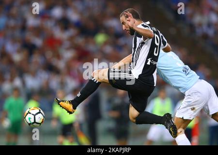 Gonzalo Higuain of Juventus during the Italian Supercup match between Juventus and SS Lazio at Stadio Olimpico on August 13, 2017 in Rome, Italy. (Photo by Matteo Ciambelli/NurPhoto) *** Please Use Credit from Credit Field ***  Stock Photo