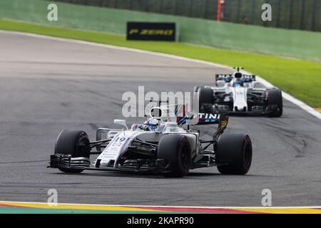19 MASSA Felipe from Brasil of Williams F1 and 18 STROLL Lance from Canada of Williams F1 during the Formula One Belgian Grand Prix at Circuit de Spa-Francorchamps on August 26, 2017 in Spa, Belgium. (Photo by Xavier Bonilla/NurPhoto) Stock Photo