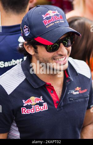 55 SAINZ Carlos from Spain of team Toro Rosso during the Formula One Belgian Grand Prix at Circuit de Spa-Francorchamps on August 27, 2017 in Spa, Belgium. (Photo by Xavier Bonilla/NurPhoto) Stock Photo
