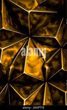 Abstract golden metal background. This low poly vector conveys a haptic feeling. Spikes like metal soldered together. Illustration looks like a macro Stock Vector