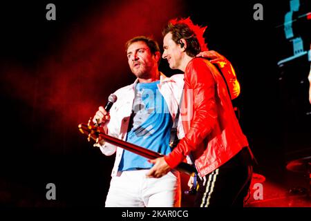Simon Le Bon (left) and John Taylor of the english new wave band Duran Duran performing live at Home Festival 2017 in Treviso, Italy, on 2 September 2017. (Photo by Roberto Finizio/NurPhoto) Stock Photo
