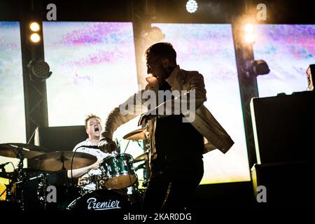 Frank Carter of the english rock band Frank Carter & The Rattlesnakes performing live at Home Festival 2017 in Treviso, Italy, on 2 September 2017. (Photo by Roberto Finizio/NurPhoto) Stock Photo