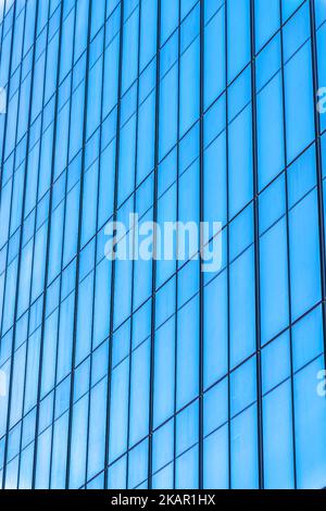 Austin, Texas- Close-up of a glass wall of a modern building. Stock Photo
