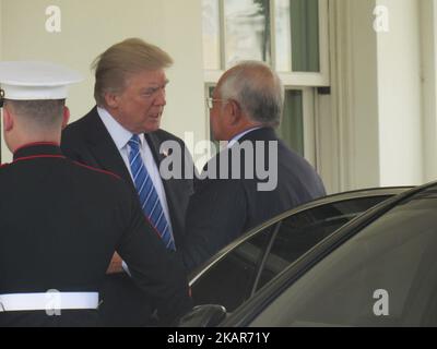 US President Donald J. Trump welcomes Prime Minister Najib Abdul Razak of Malaysia at the White House Stakeout in Washington, DC on September 12, 2017. (Photo by Kyle Mazza/NurPhoto) Stock Photo