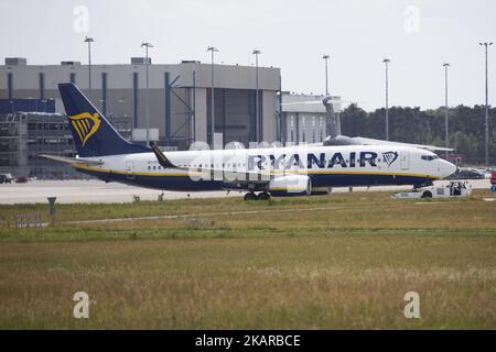 Ryanair Ltd is an Irish low-cost airline founded in 1984 with headquarters in Dublin, Ireland. Ryanair owns 403 aircrafts and has an order for 175 more. Ryanair serves 205 destinations and is considered the airline that revolutionized the low cost flying in Europe. It is the airline that first allowed two cabin luggages for free. Passengers are facing severe travel disruption after the airline has announced it will be cancelling 40-50 flights every day over the coming six weeks, due to an error in their planning of pilot holidays. (Photo by Nicolas Economou/NurPhoto) Stock Photo