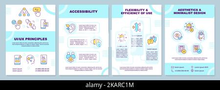 UI UX principles blue brochure template Stock Vector