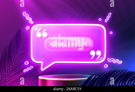 Neon chat frame, bubble led talk. Vector illustration Stock Vector